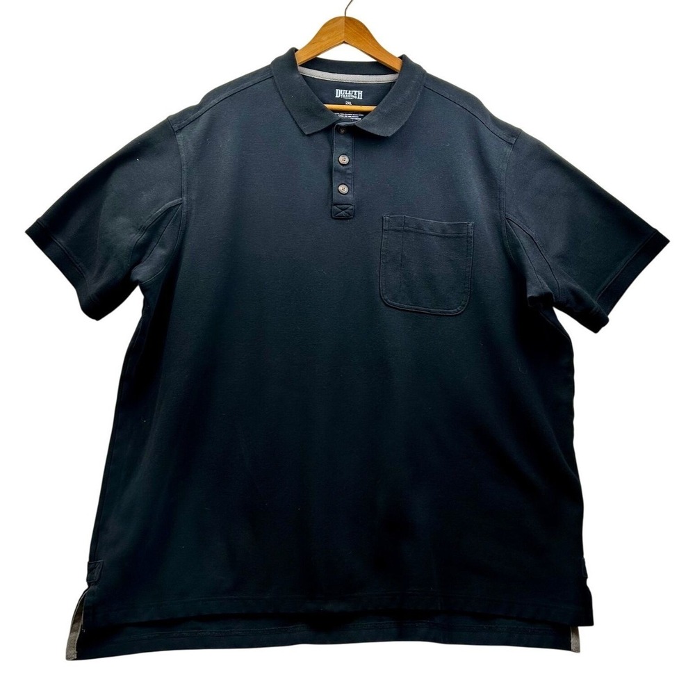 Duluth Trading Co Classic Polo Shirt Mens 2XL Black 100% Cotton Durable Workwear